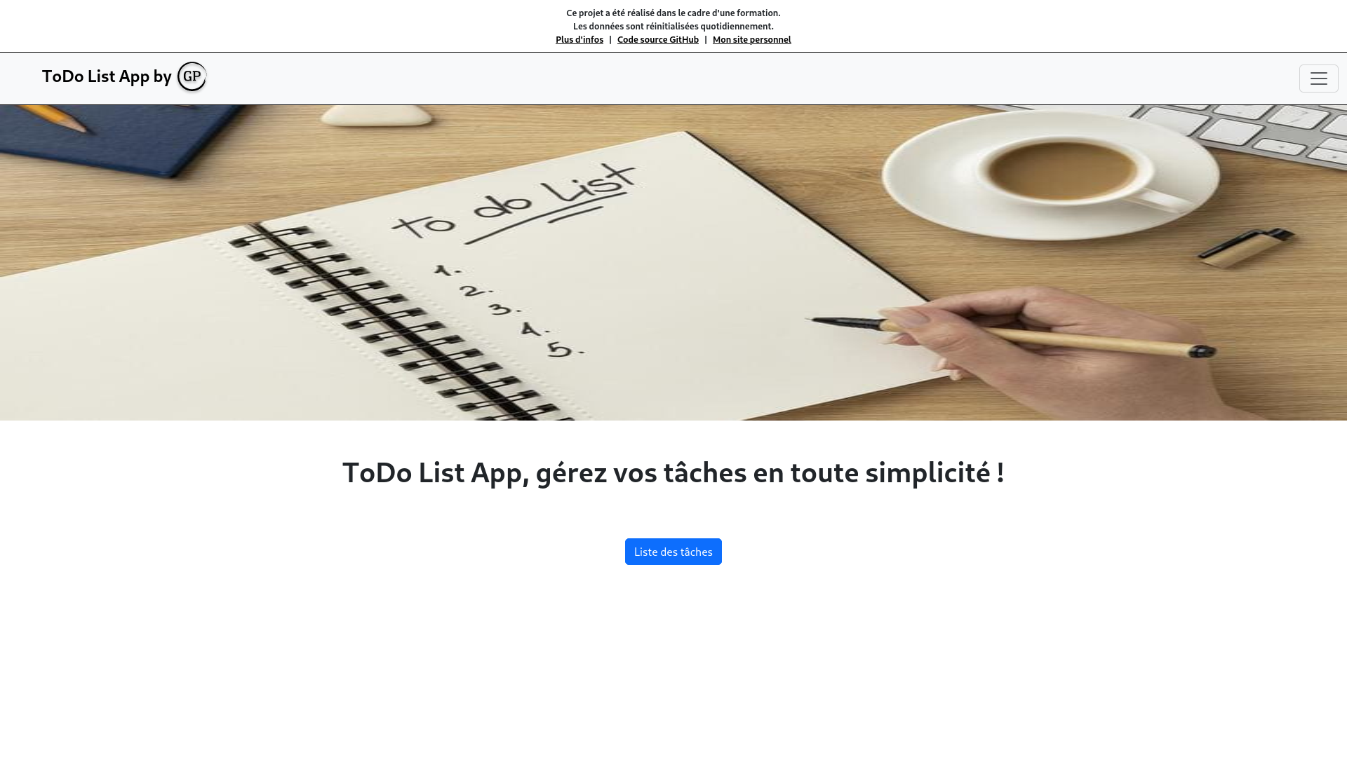 Page d'accueil de ToDo & Co après audit et migration Symfony, application de gestion de tâches optimisée